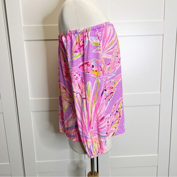 Lilly Pulitzer Emma Top Amethyst Sunseekers XS Off Shoulder - Picture 4 of 7